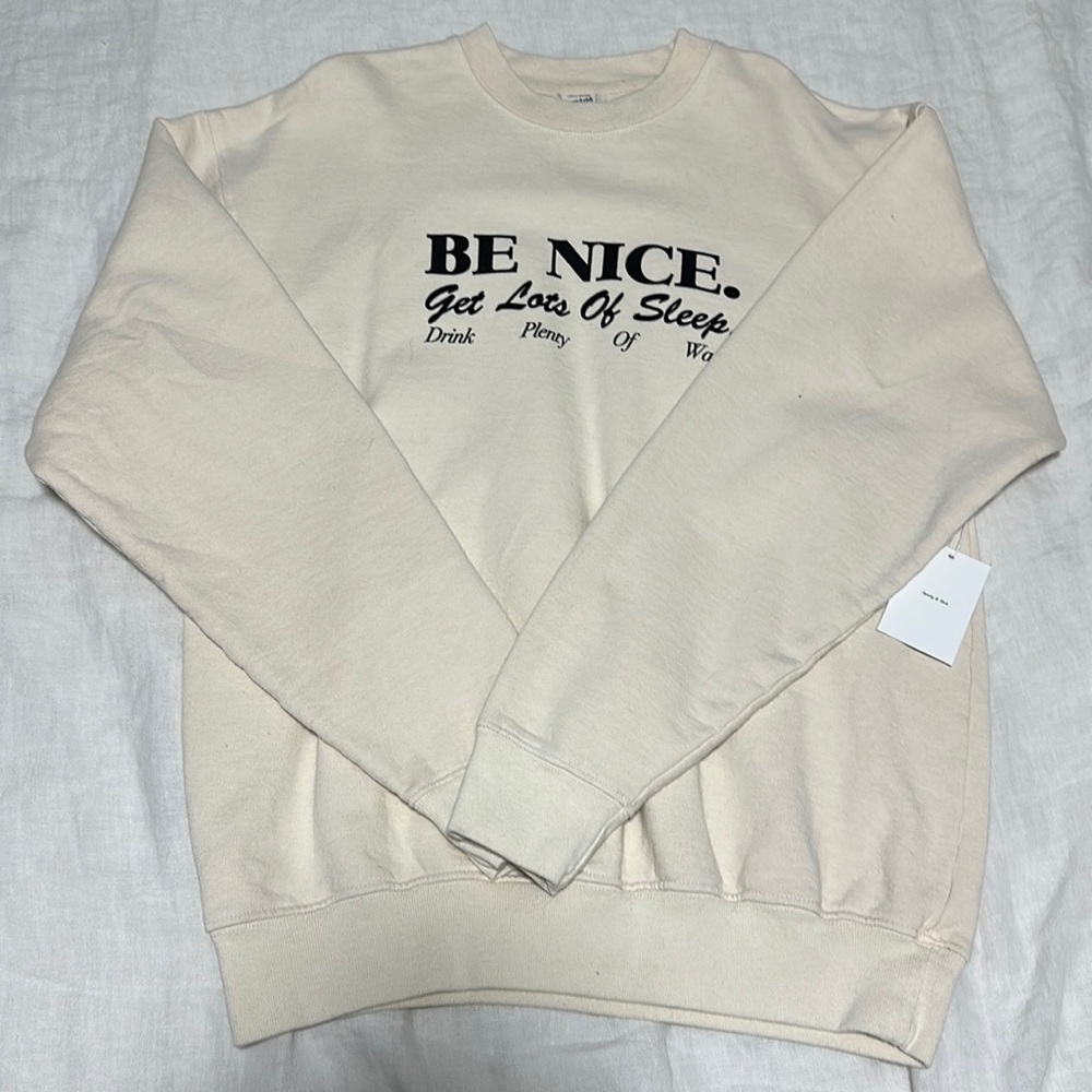 NWT sporty & rich be nice sweatshirt size S